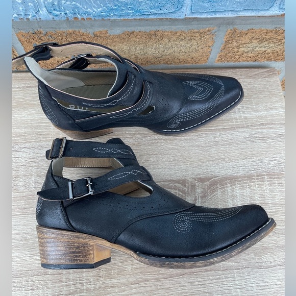 ROPER WOMENS ALL OVER VINTAGE BLACK SHORTY BOOT 9.5 - Picture 6 of 7